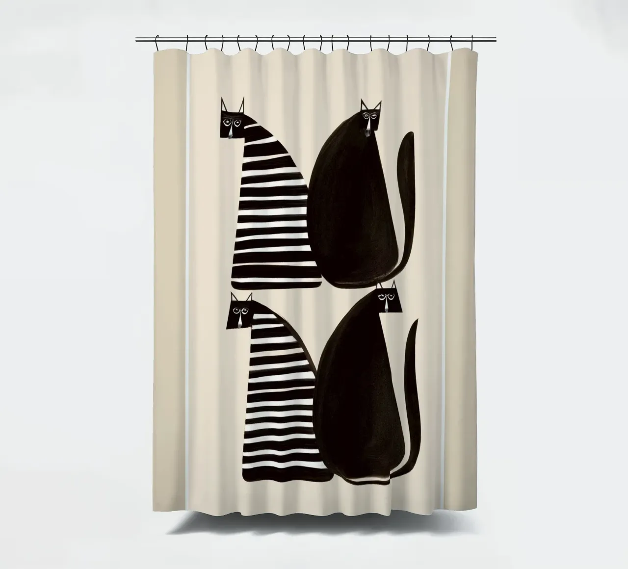 Minimalist Cats in Black and White shower curtain by cityart