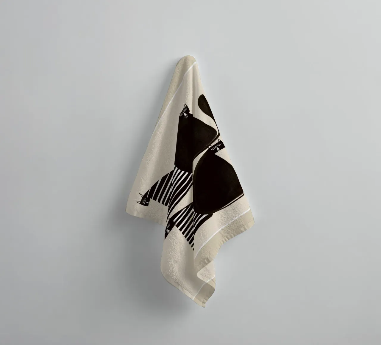 Minimalist Cats in Black and White asciugamano da bagno da cityart