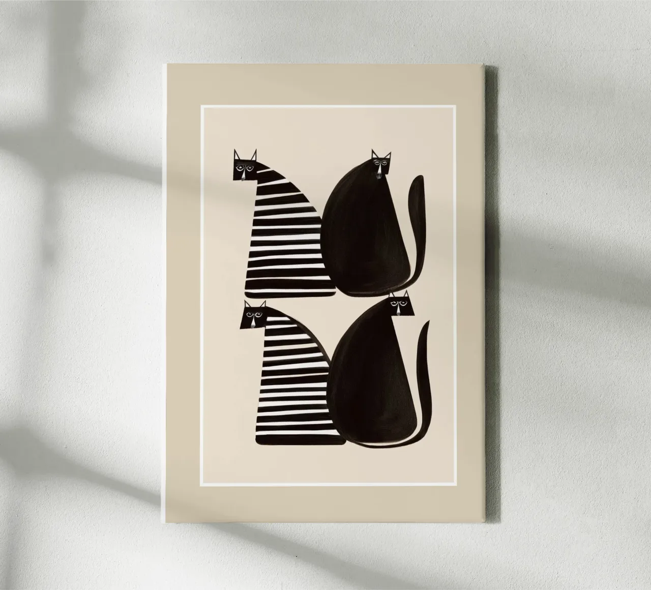 Minimalist Cats in Black and White canvas by cityart