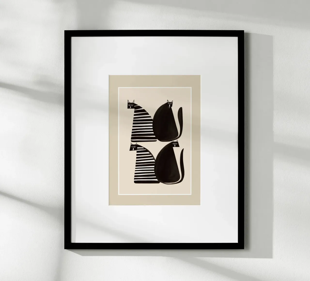 Minimalist Cats in Black and White carta hahnemühle da cityart