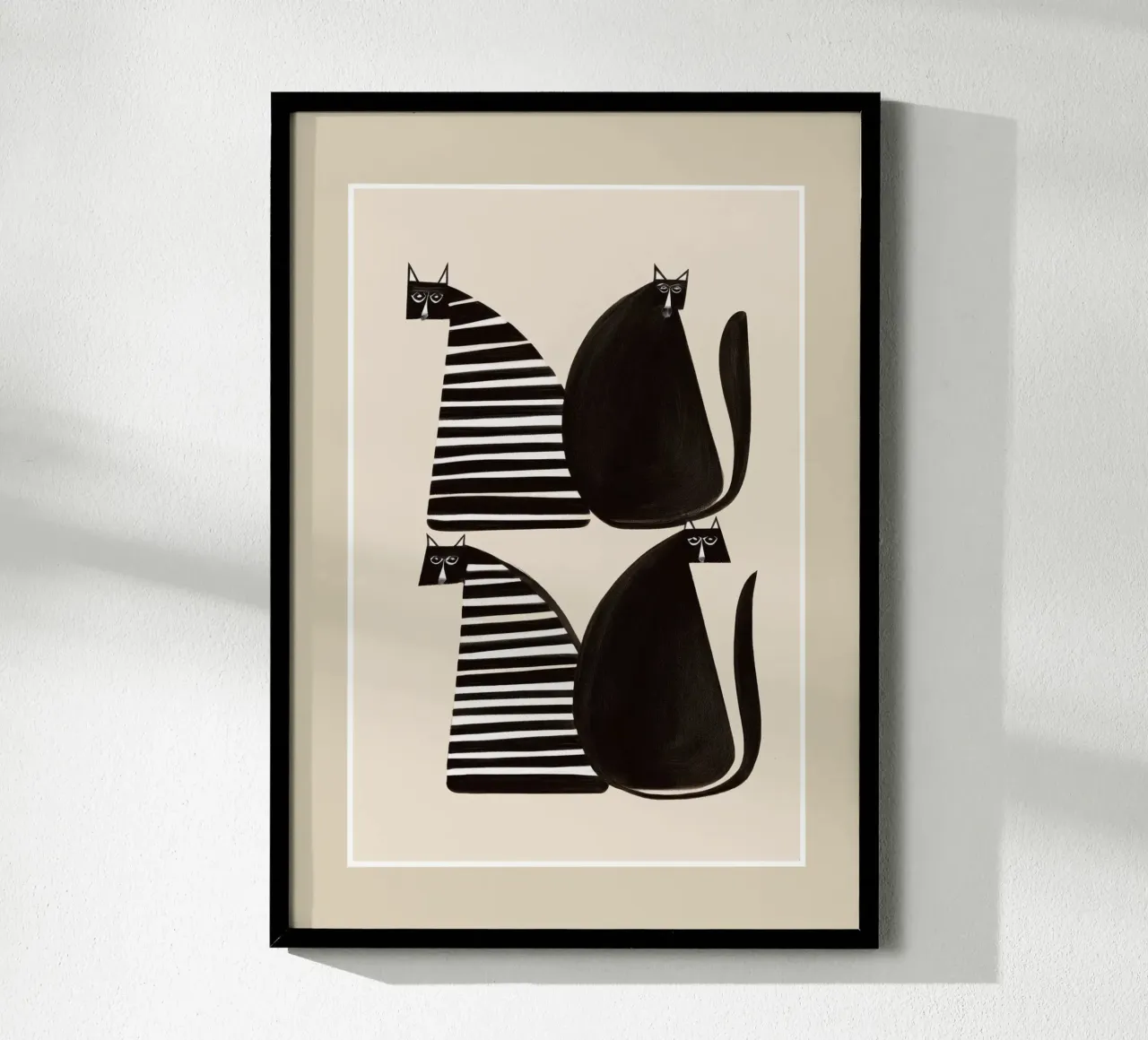 Minimalist Cats in Black and White carta hahnemühle da cityart