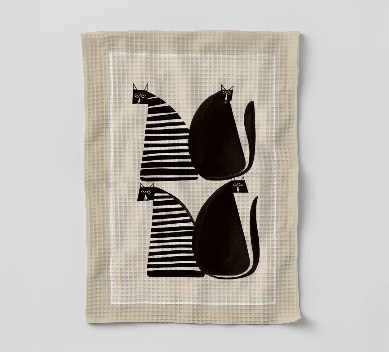 Minimalist Cats in Black and White canovaccio da cucina da cityart
