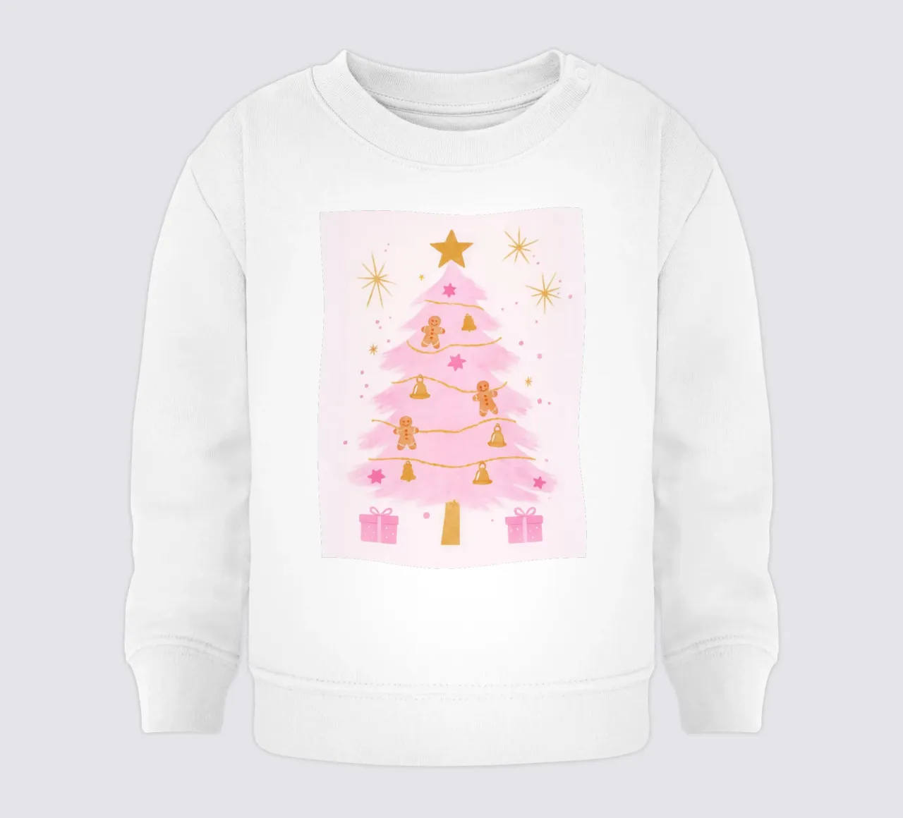 Preppy Coquette Albero di Natale rosa Stelle di pan di zenzero felpa neonato da Gentle Echoes Art