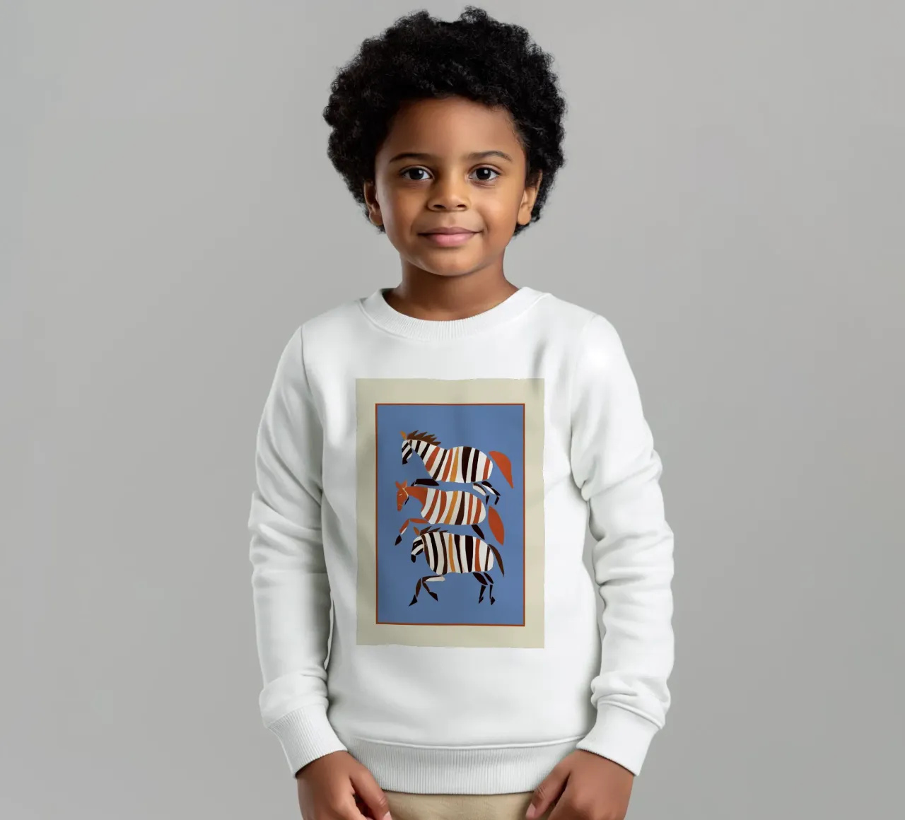 Striped Running Horses felpa bambino da cityart