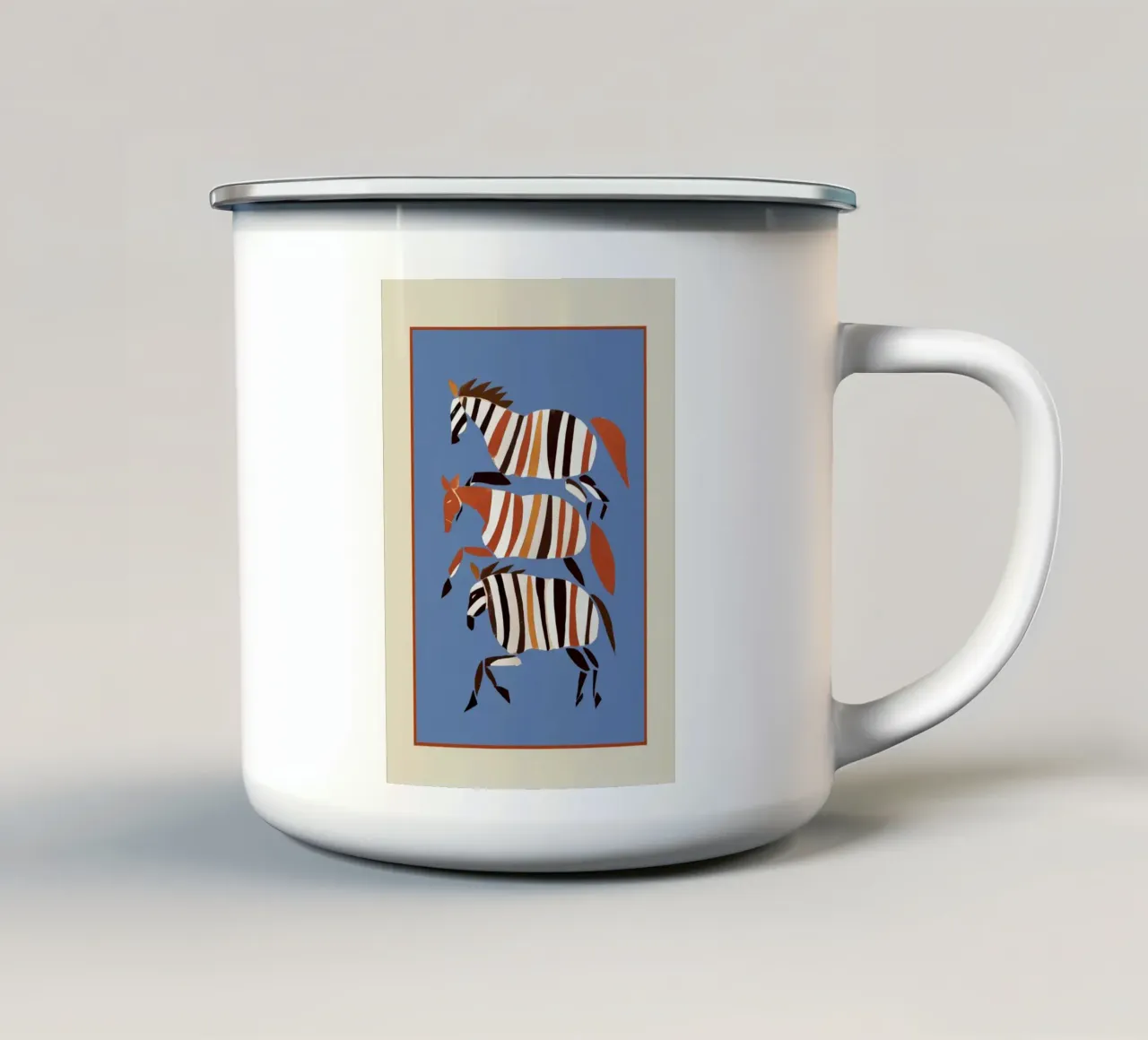 Striped Running Horses tazza in smalto da cityart
