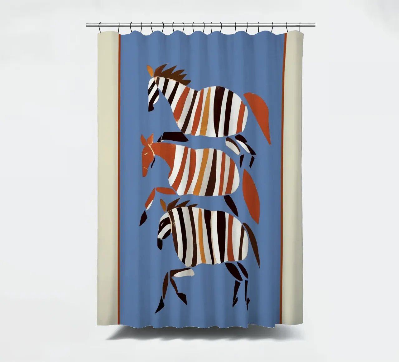 Striped Running Horses tenda da doccia da cityart