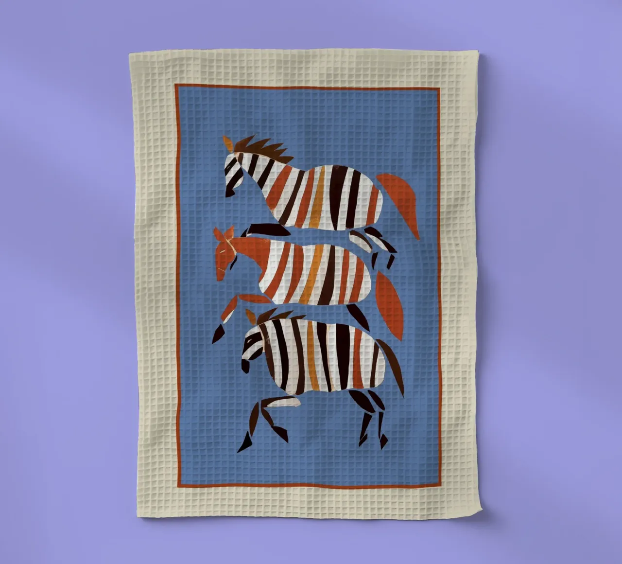 Striped Running Horses canovaccio da cucina da cityart