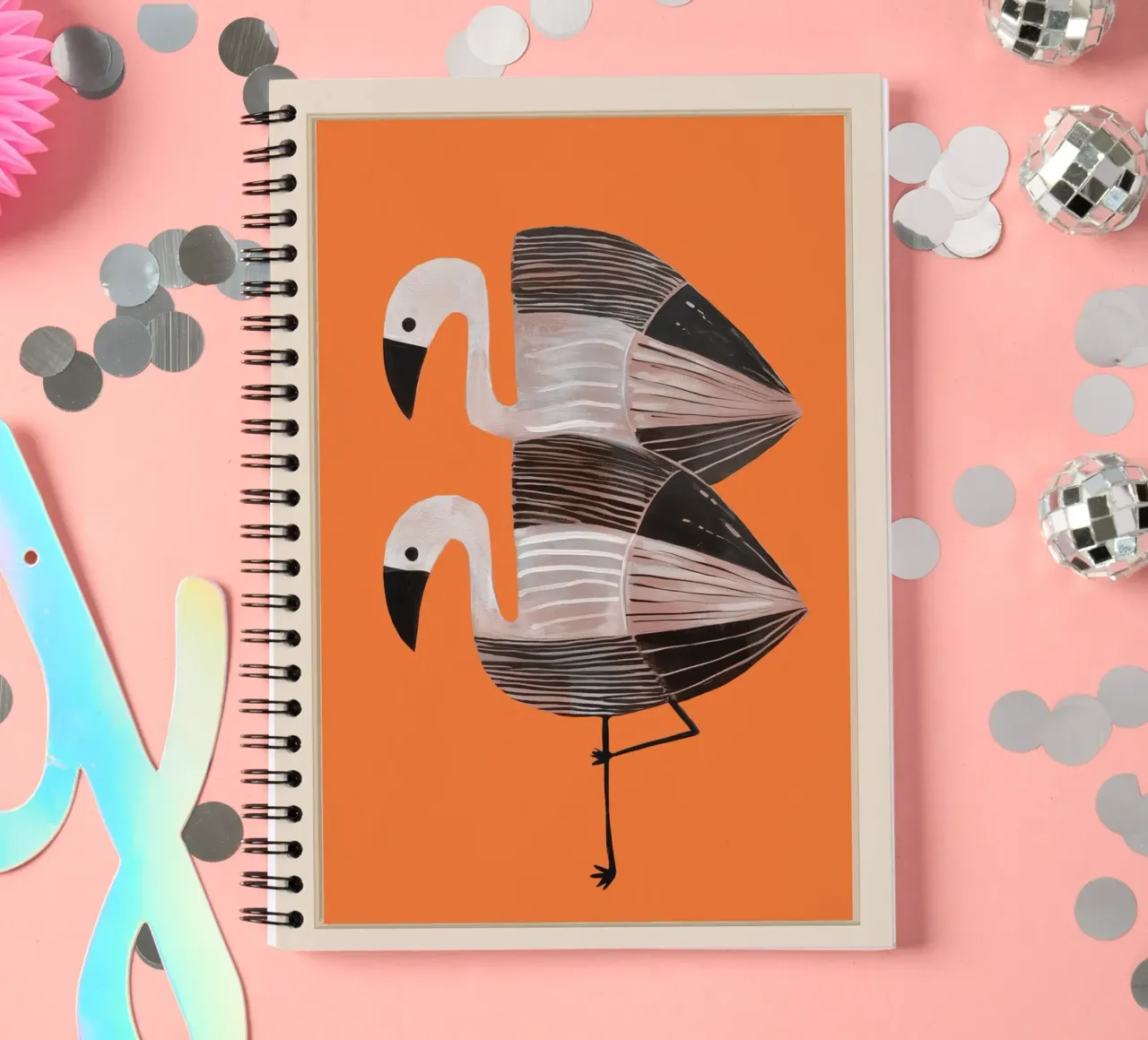 Tangerine Flamingos diario ad anelli da cityart
