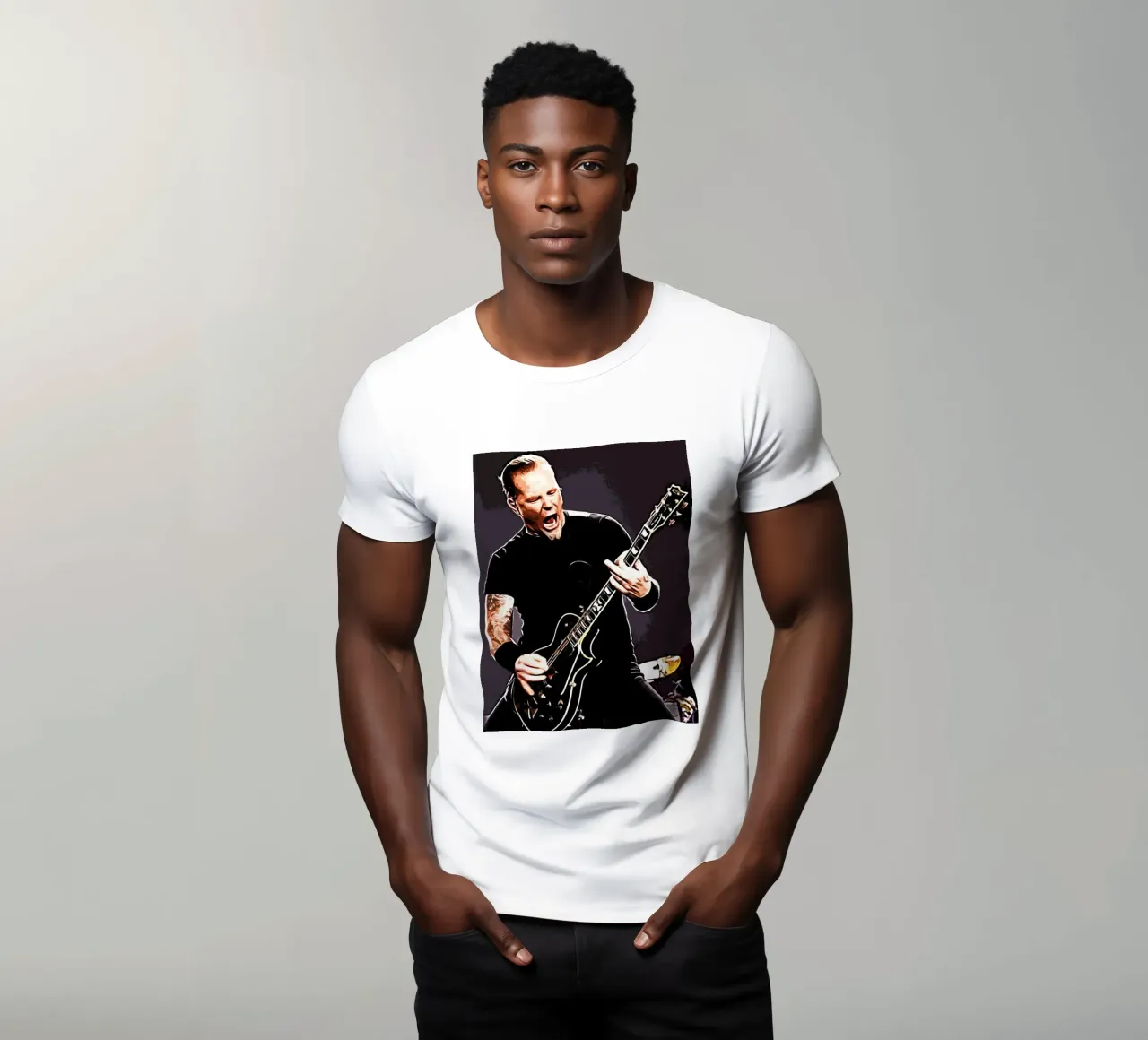 James Hetfield Metallichead band music 17 Art t-shirt by music soul