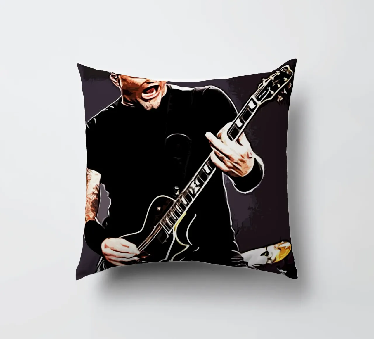 James Hetfield Metallichead band music 17 Art decorative cushion by music soul