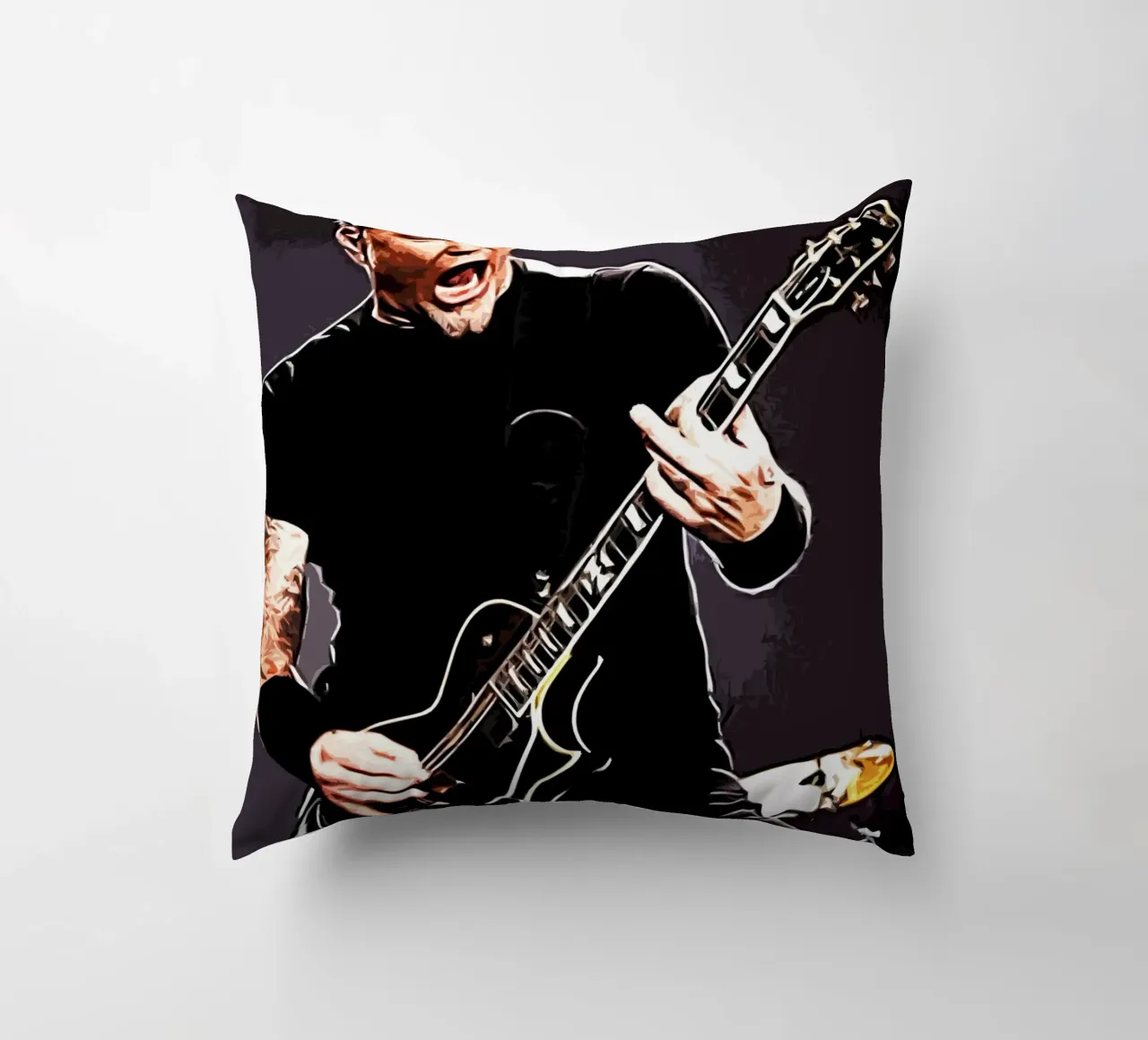 James Hetfield Metallichead band music 17 Art decorative cushion by music soul