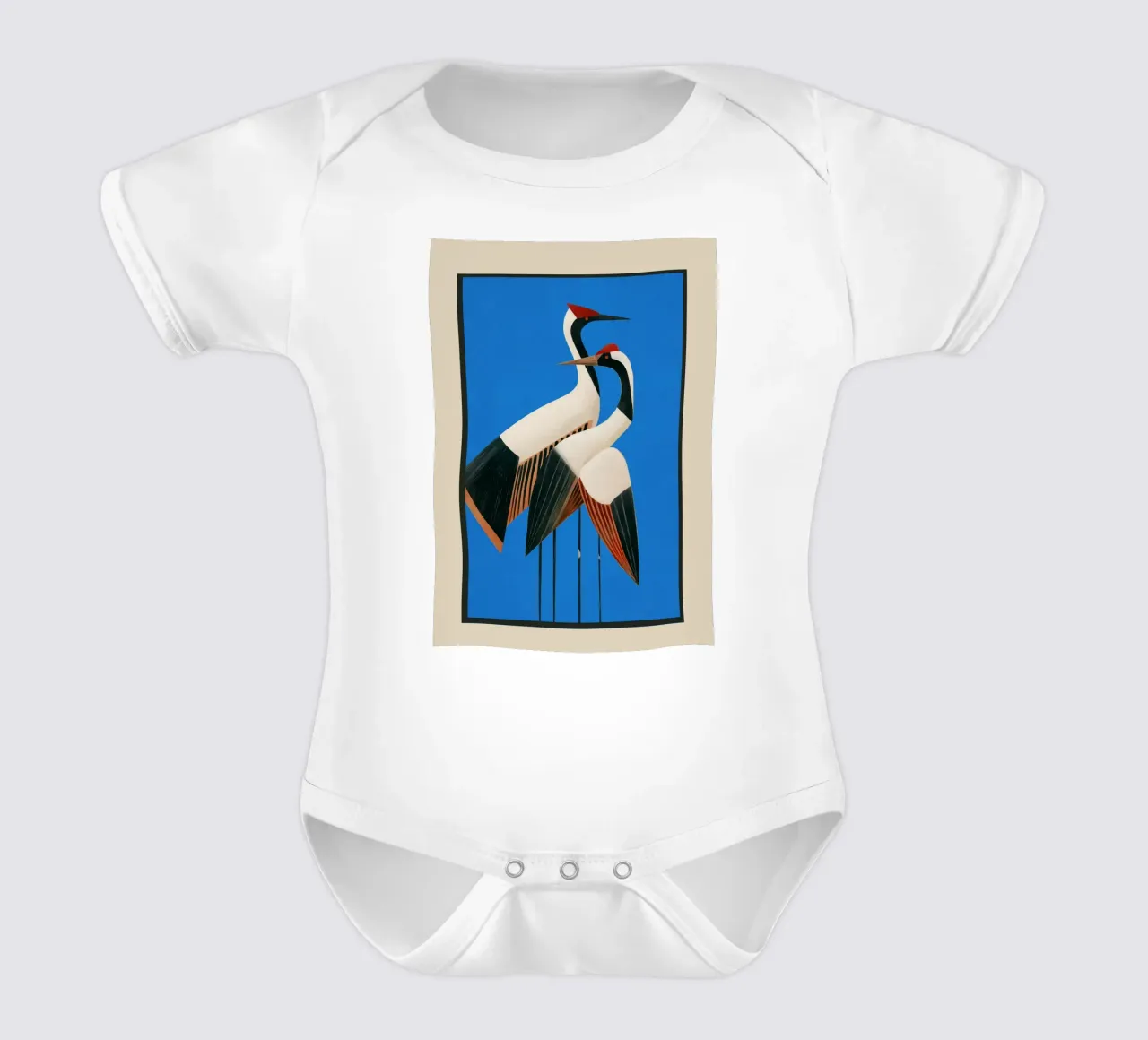Stillness in Motion - Abstract Cranes in Blue body neonato maniche corte da cityart