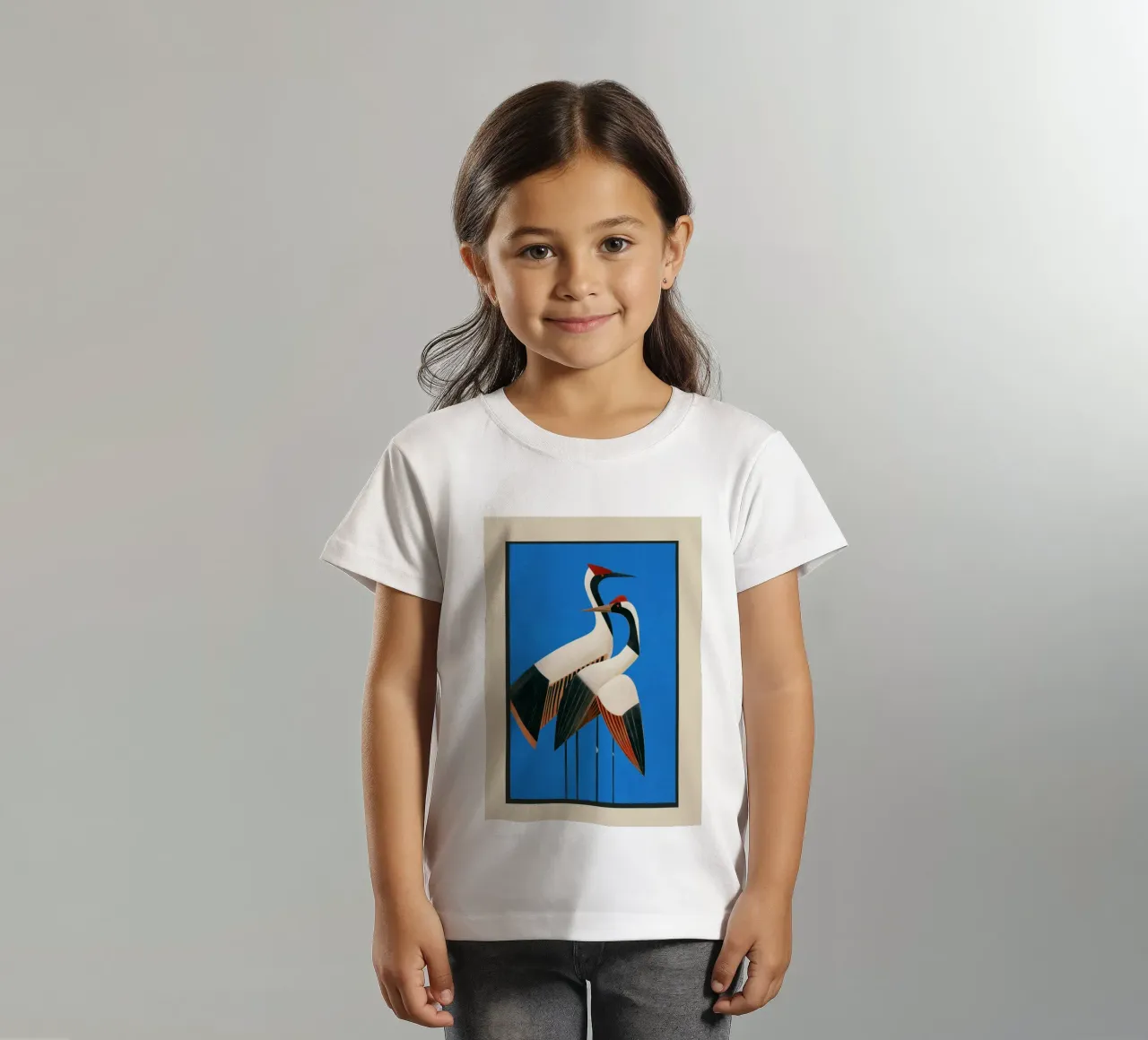 Stillness in Motion - Abstract Cranes in Blue t-shirt bambini da cityart