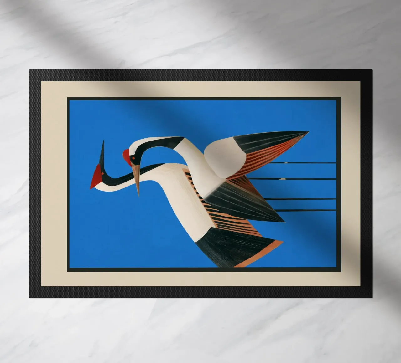 Stillness in Motion - Abstract Cranes in Blue zerbino da cityart