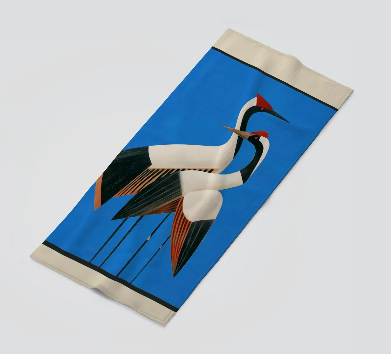 Stillness in Motion - Abstract Cranes in Blue telo mare da cityart