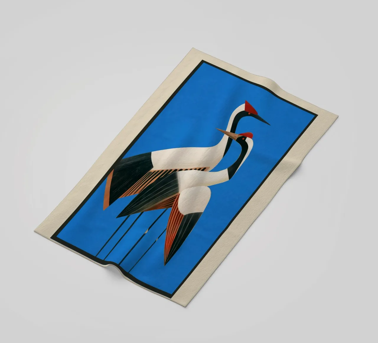 Stillness in Motion - Abstract Cranes in Blue telo mare da cityart