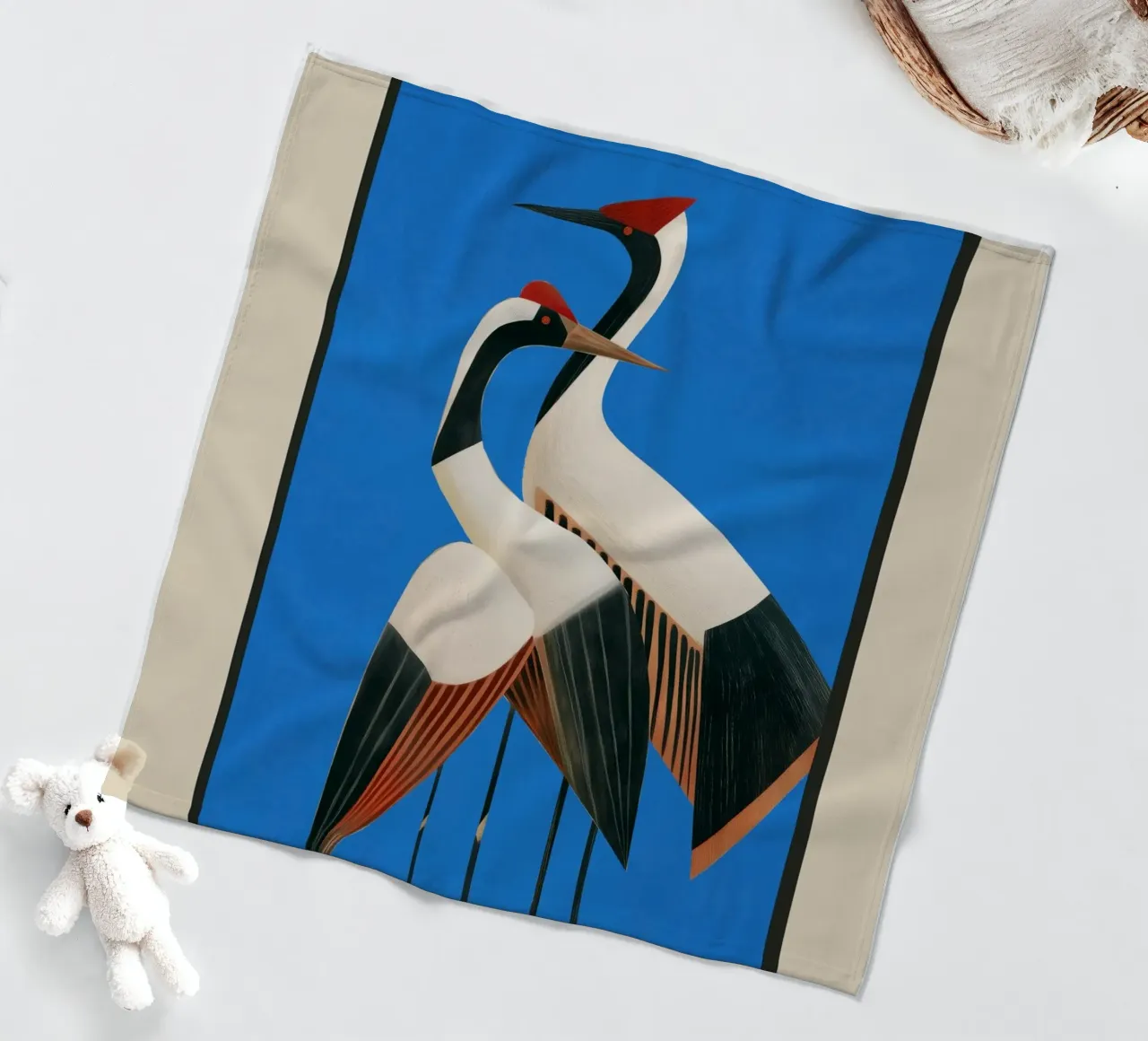 Stillness in Motion - Abstract Cranes in Blue coperta in pile da cityart