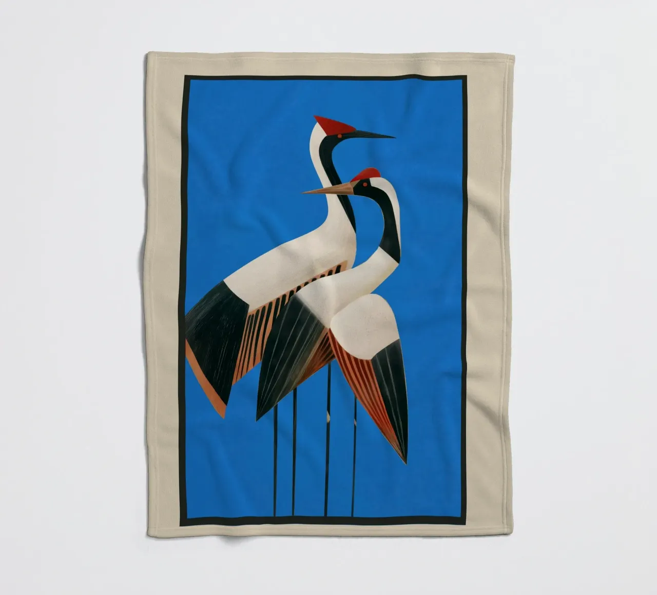 Stillness in Motion - Abstract Cranes in Blue coperta in pile da cityart