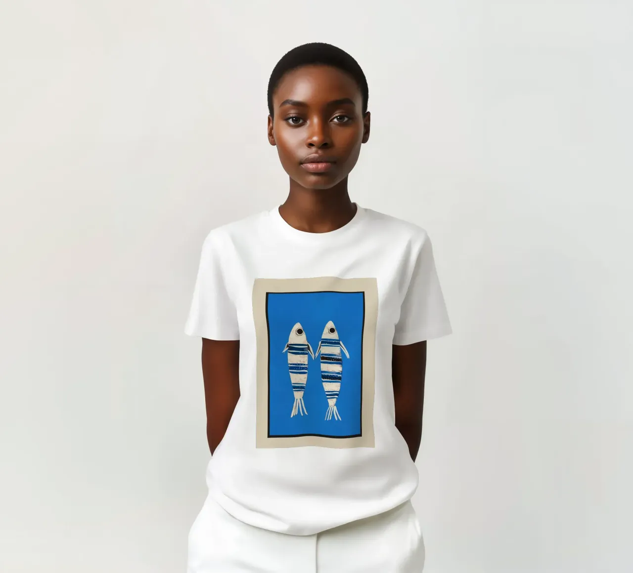 Minimal Fish on Blue t-shirt da cityart