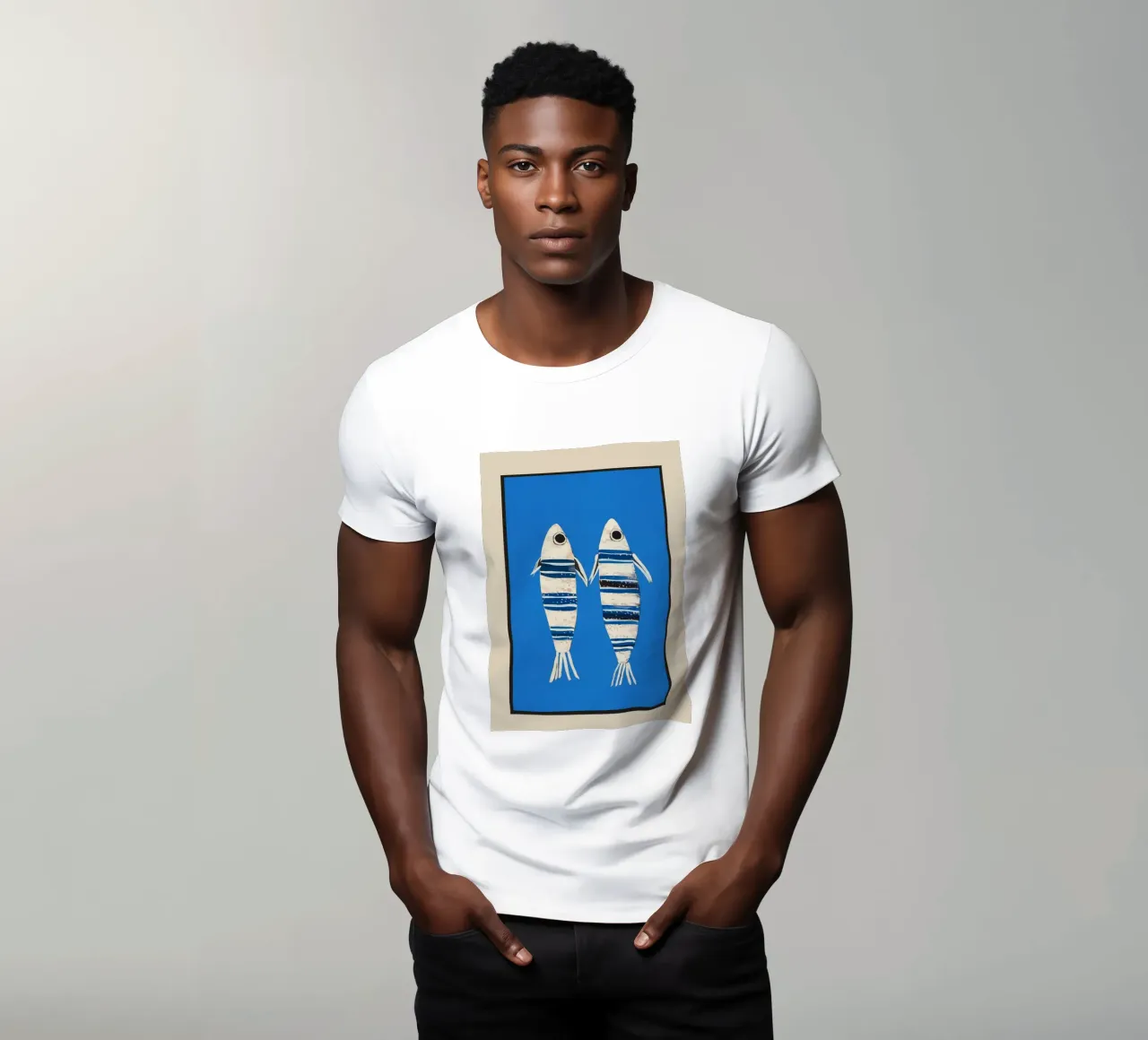 Minimal Fish on Blue t-shirt da cityart