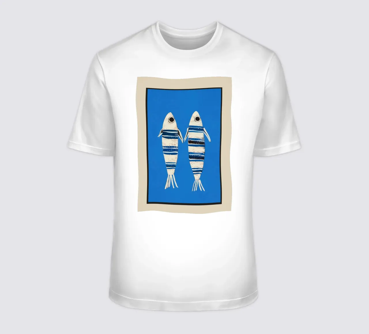 Minimal Fish on Blue t-shirt da cityart