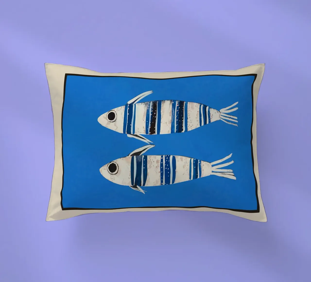 Minimal Fish on Blue cuscino da cityart