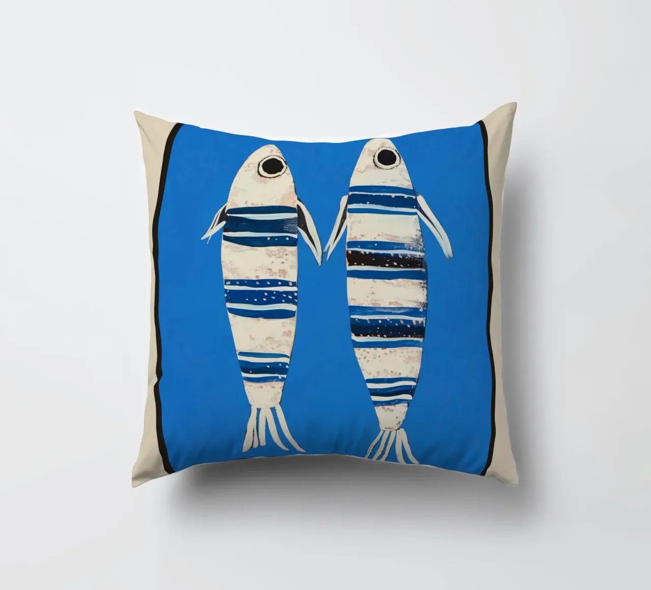 Minimal Fish on Blue cuscino da cityart