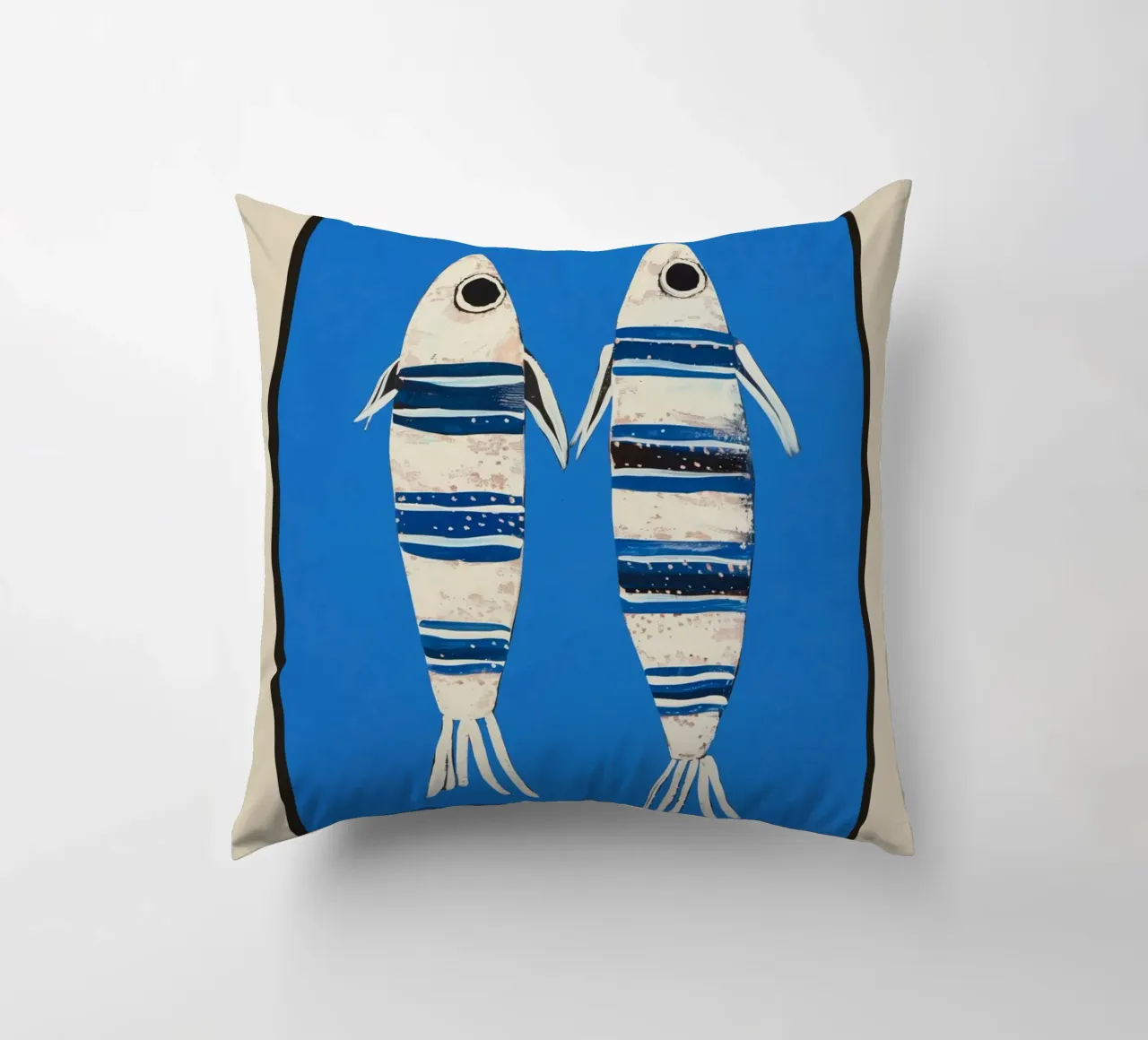 Minimal Fish on Blue cuscino da cityart
