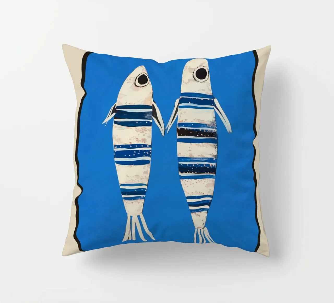 Minimal Fish on Blue cuscino da cityart