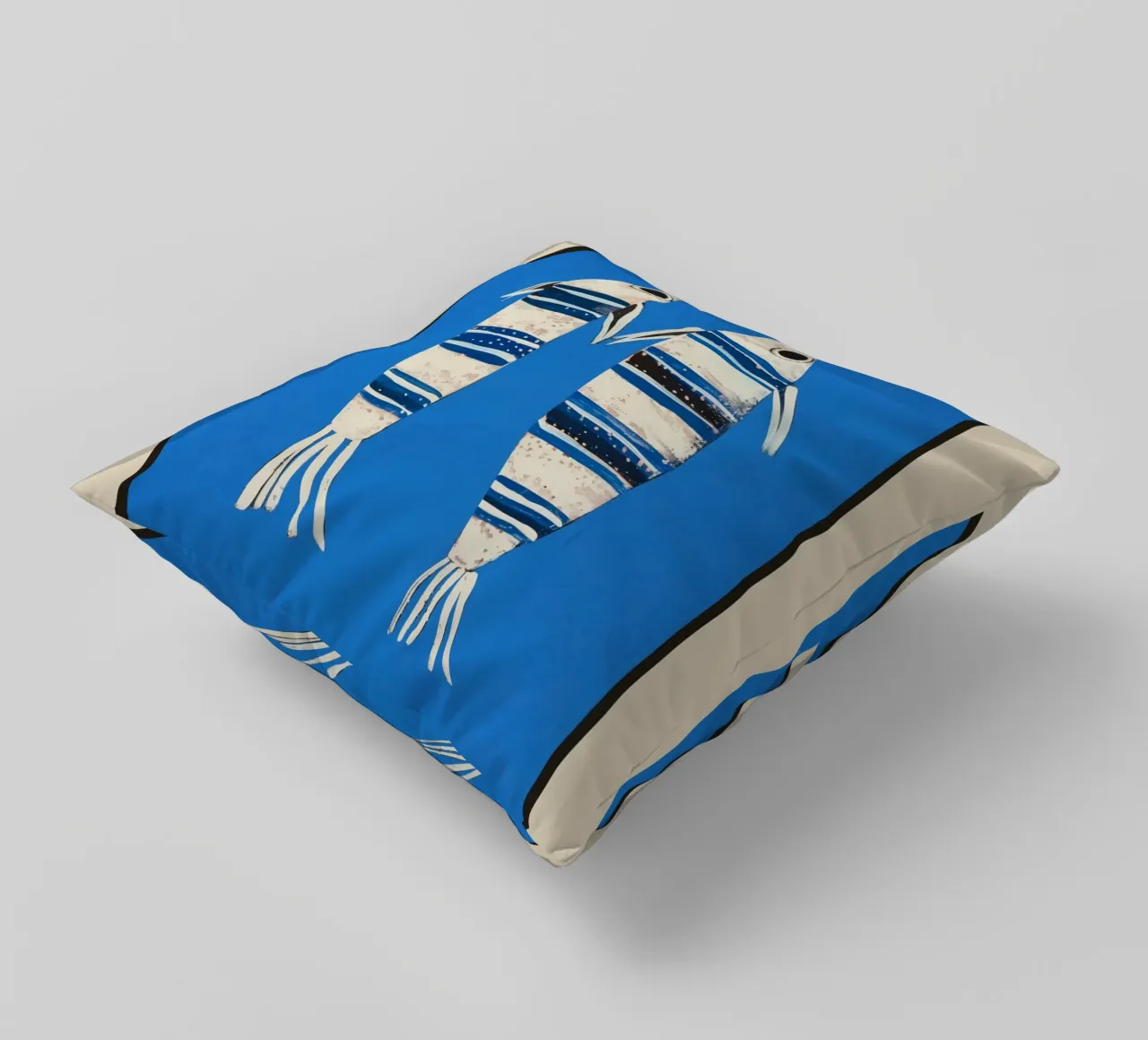 Minimal Fish on Blue cuscino da cityart