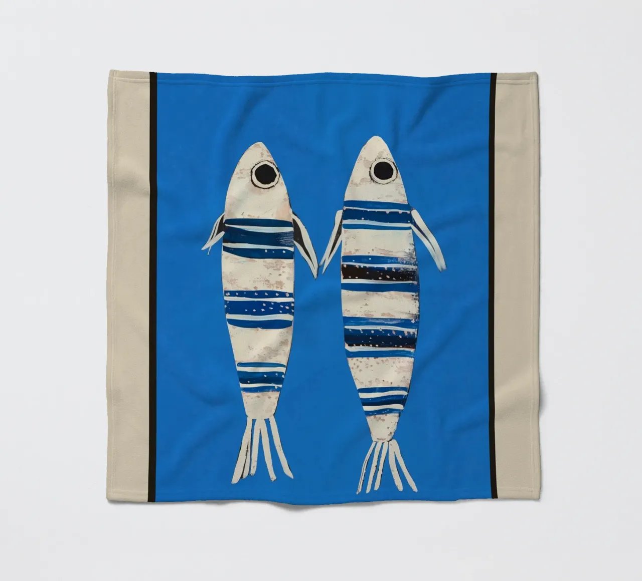 Minimal Fish on Blue coperta in pile da cityart