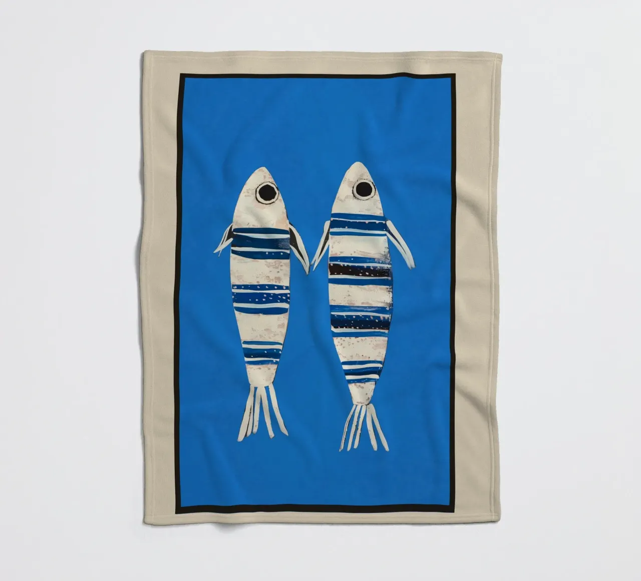 Minimal Fish on Blue coperta in pile da cityart