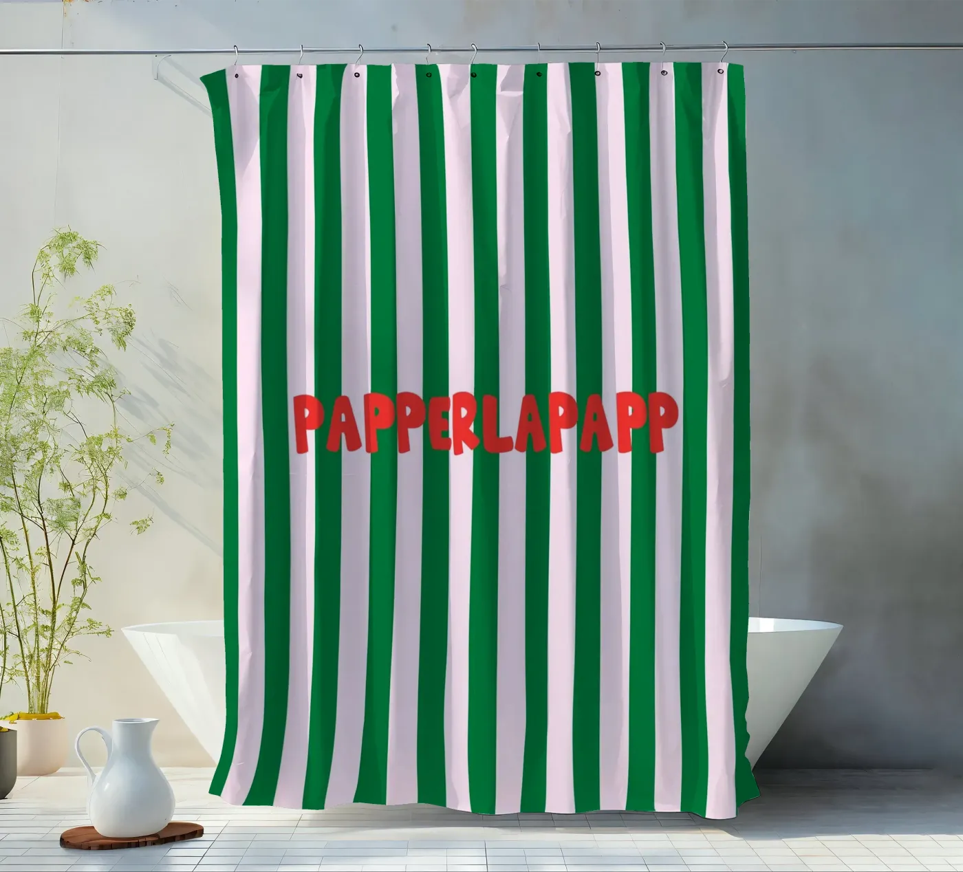 Papperlapapp Typography Duschvorhang von Attaboy Dsgn