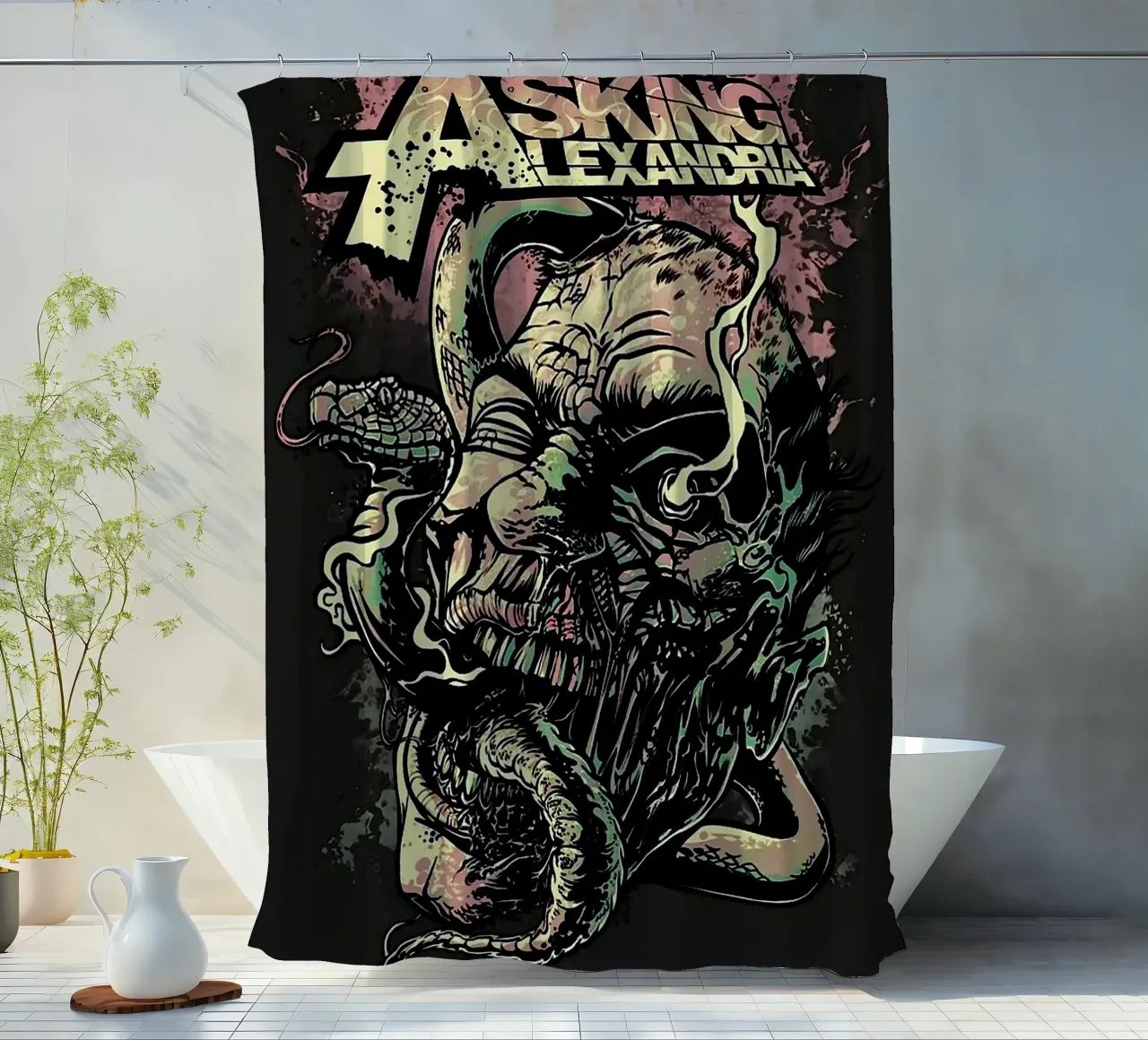 Asking Alexandria band shower curtain by vanhesling