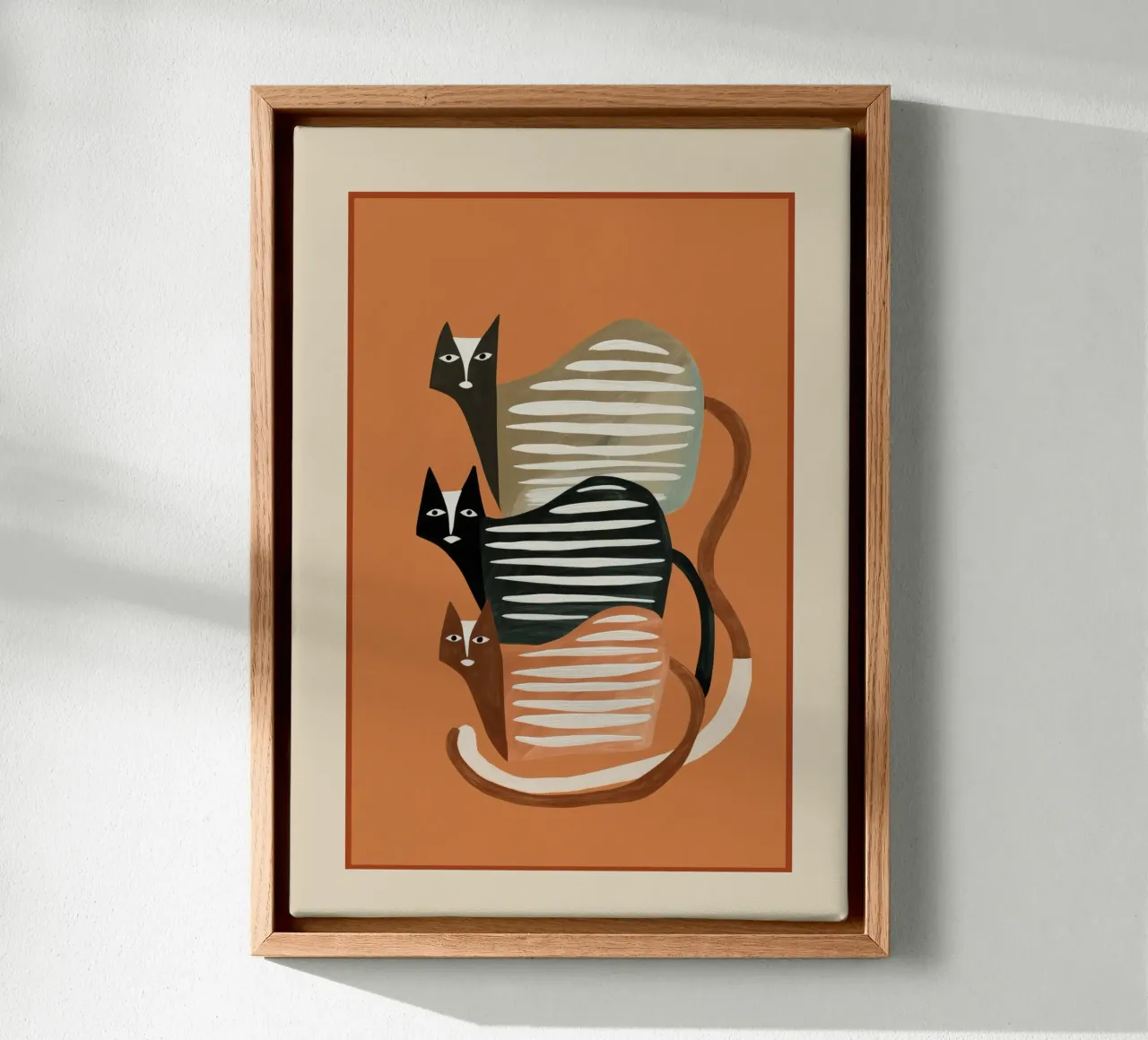 Stacked Abstract Cats tela con Cornice a cassetta da cityart