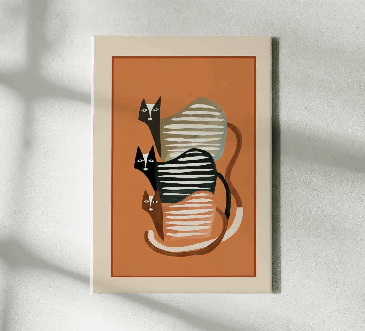 Stacked Abstract Cats tela con Cornice a cassetta da cityart