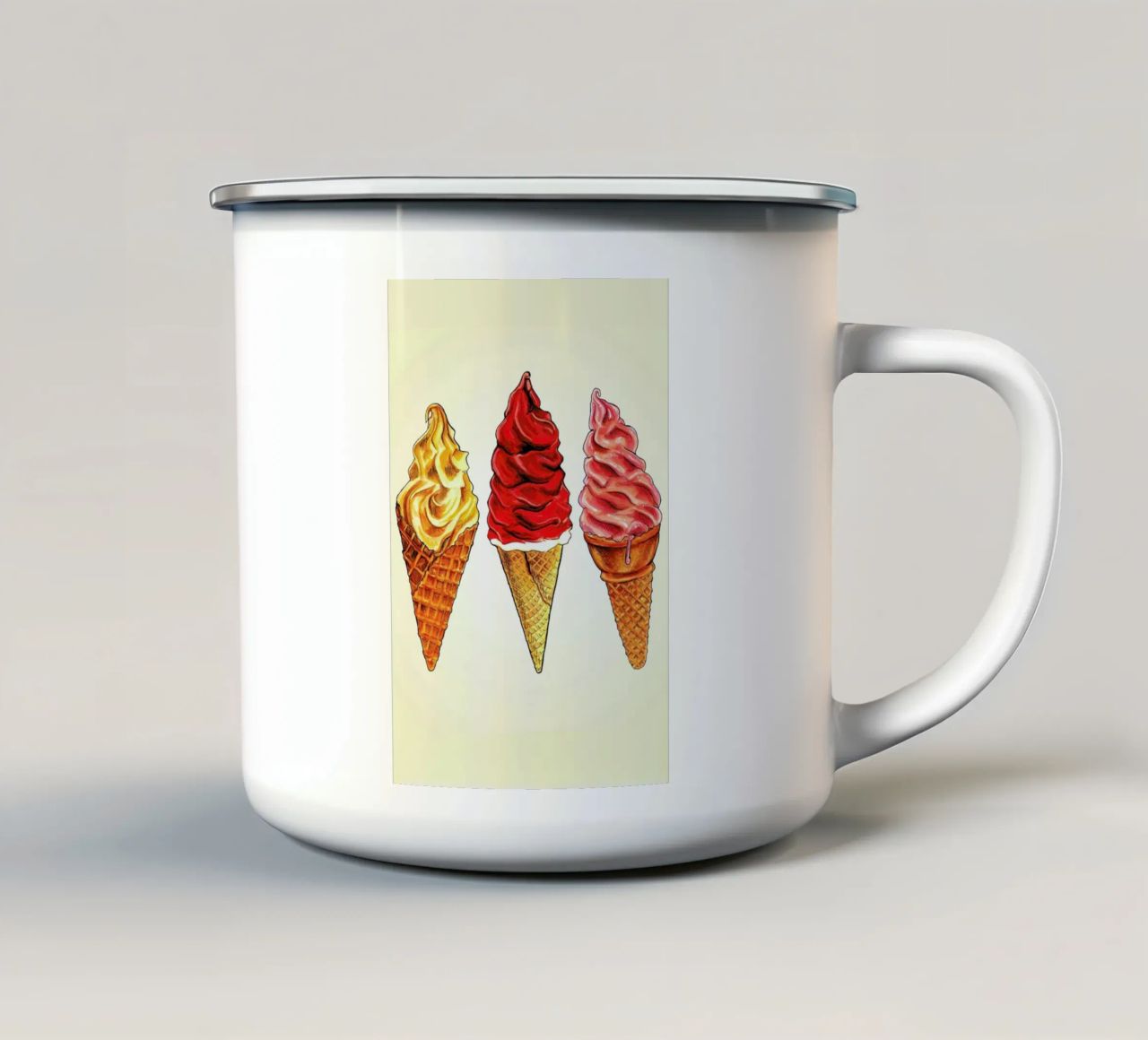 Soft Serve enamel mug by Kelly Gilleran