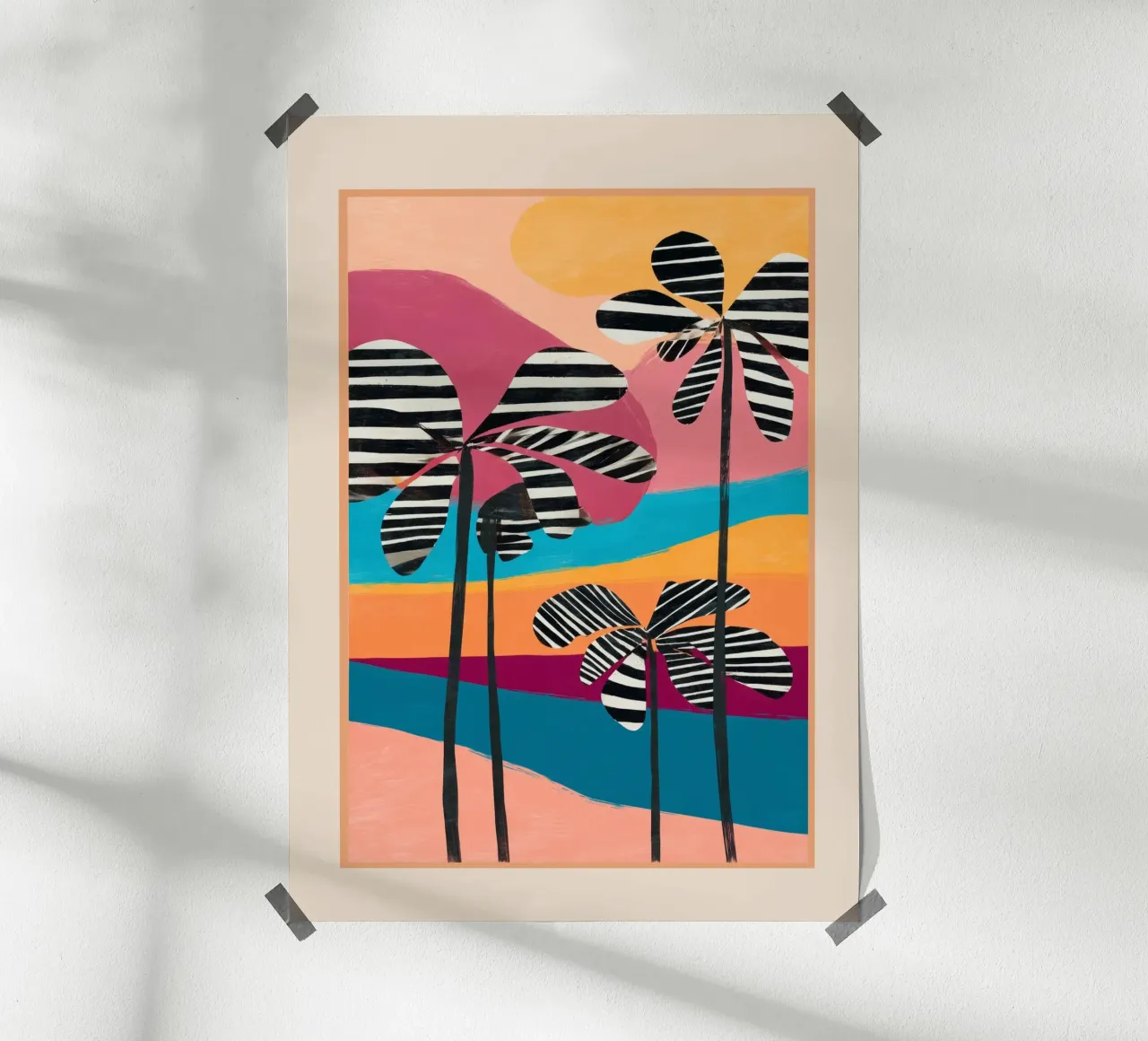 Tropical Sunset Palms I carta hahnemühle da cityart