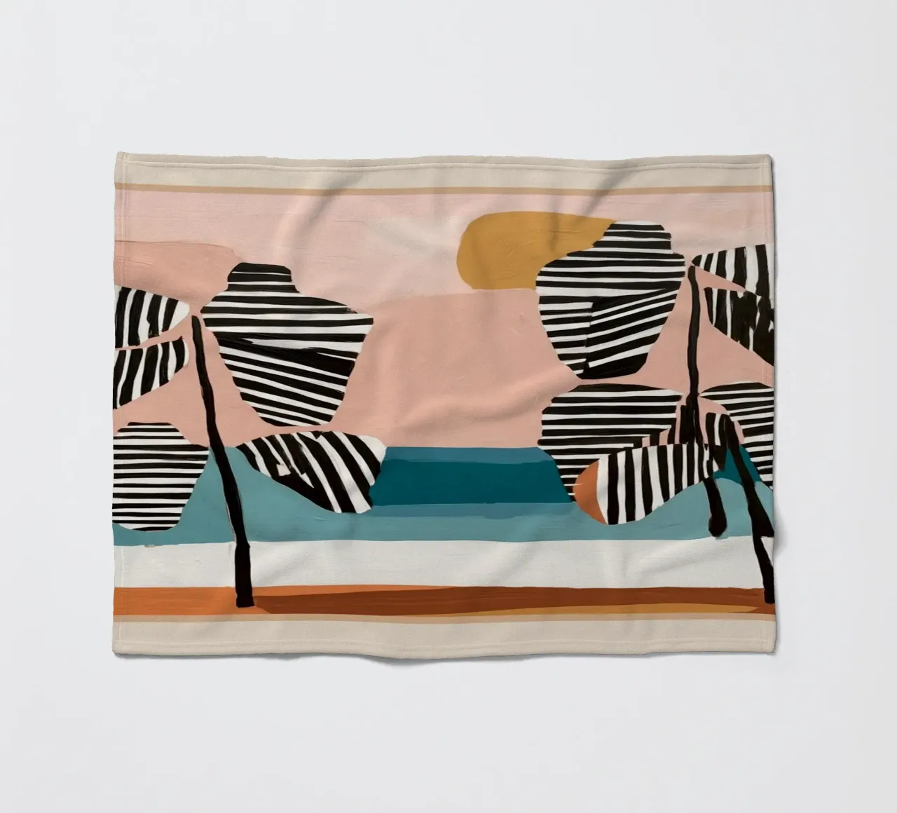 Tropical Sunset Palms II coperta in pile da cityart