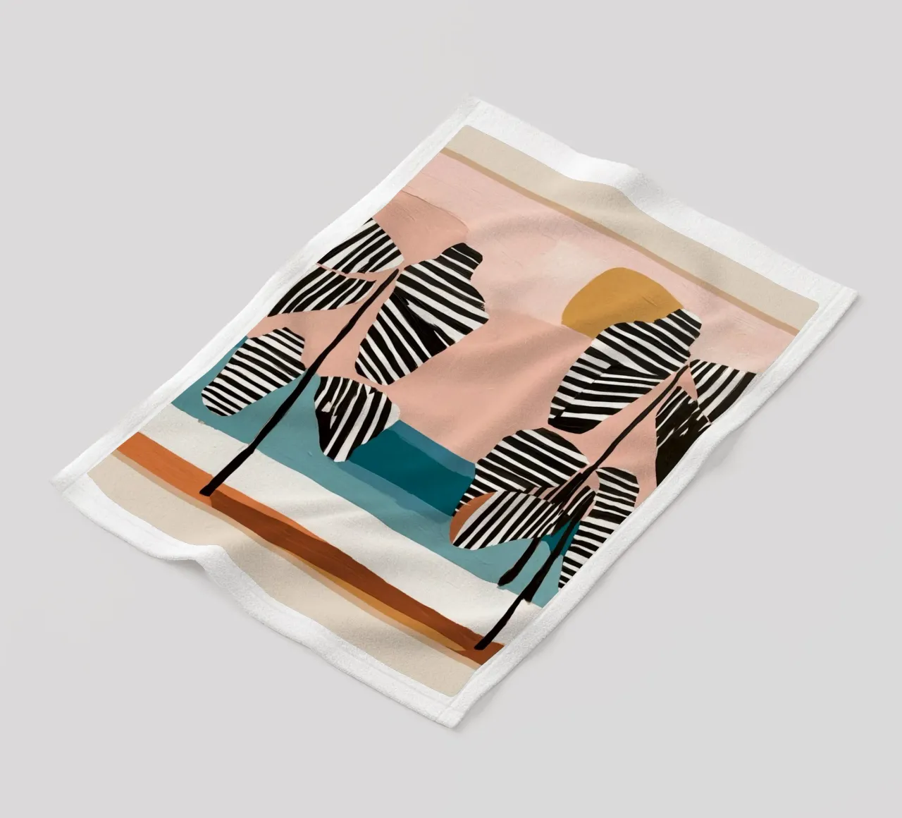 Tropical Sunset Palms II coperta in pile da cityart