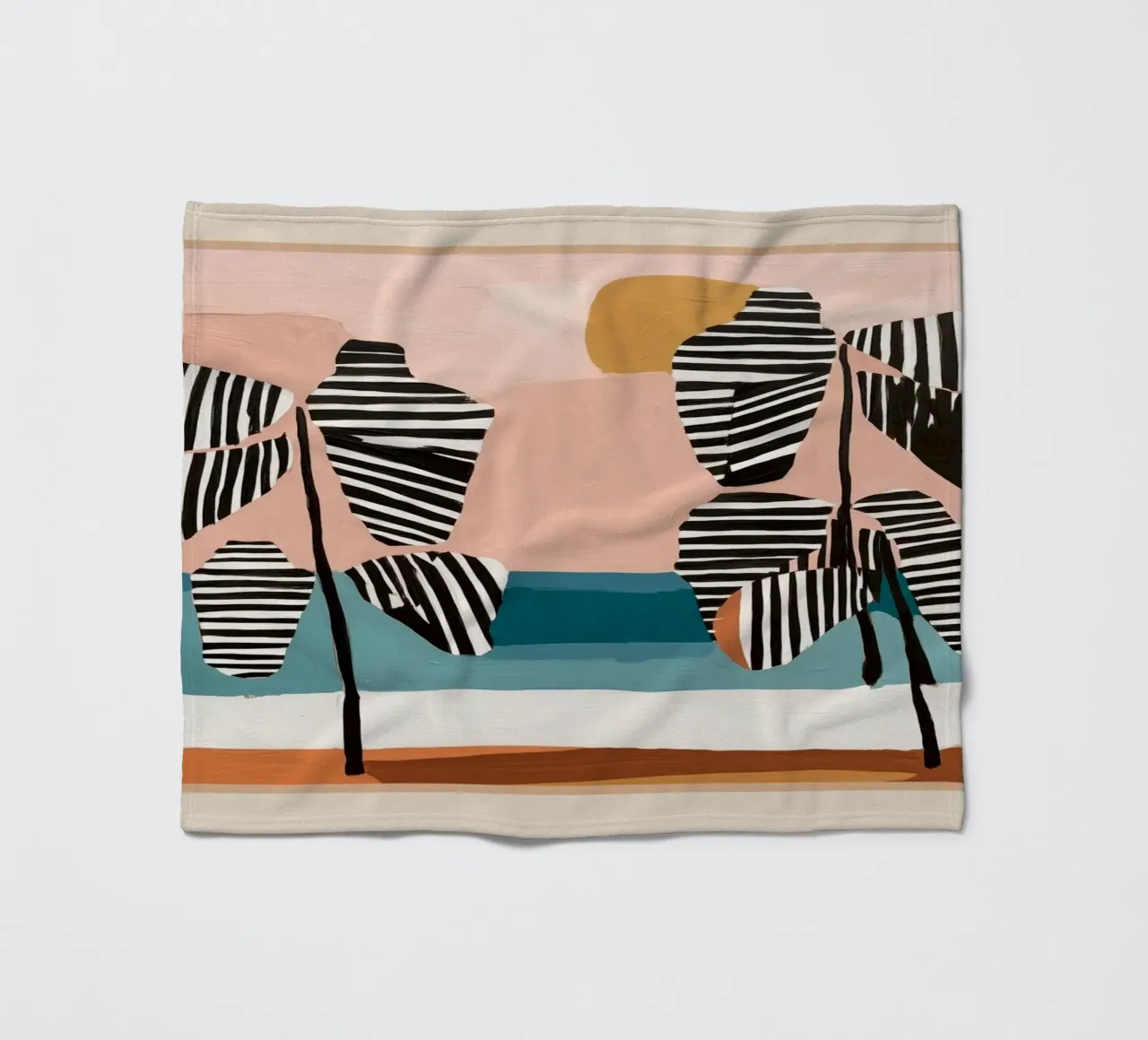 Tropical Sunset Palms II coperta in pile da cityart