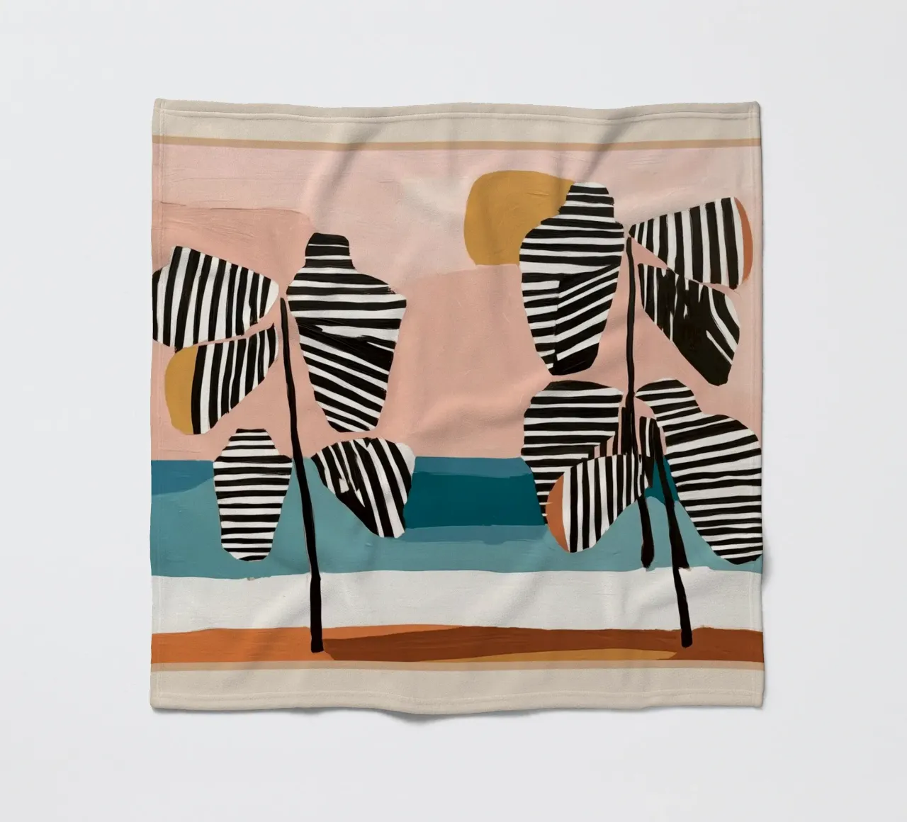 Tropical Sunset Palms II coperta in pile da cityart