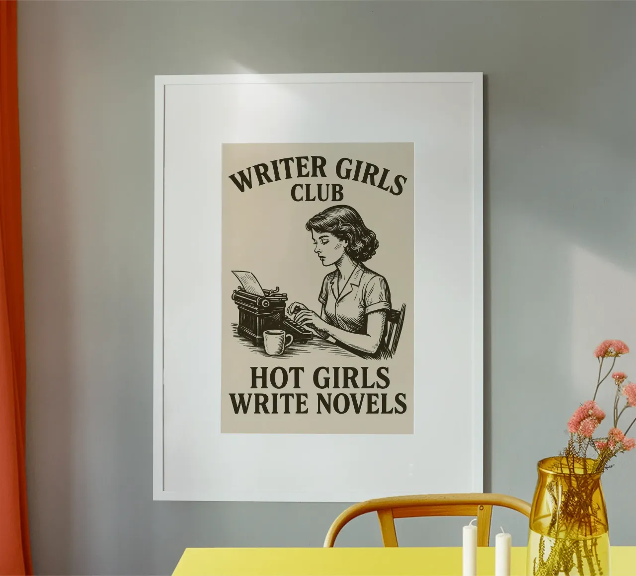 Writer Girls Club- Hete meiden schrijven romans - Poster poster met kunststof frame van Taika Tori Art