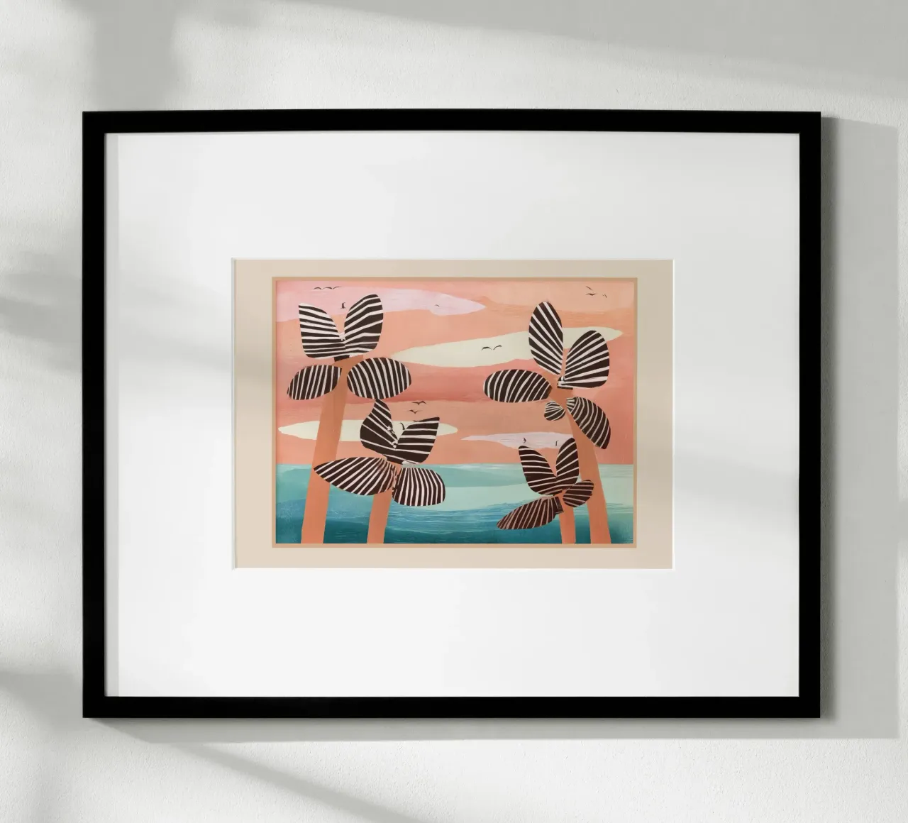 Tropical Sunset Palms III poster con telaio in legno da cityart