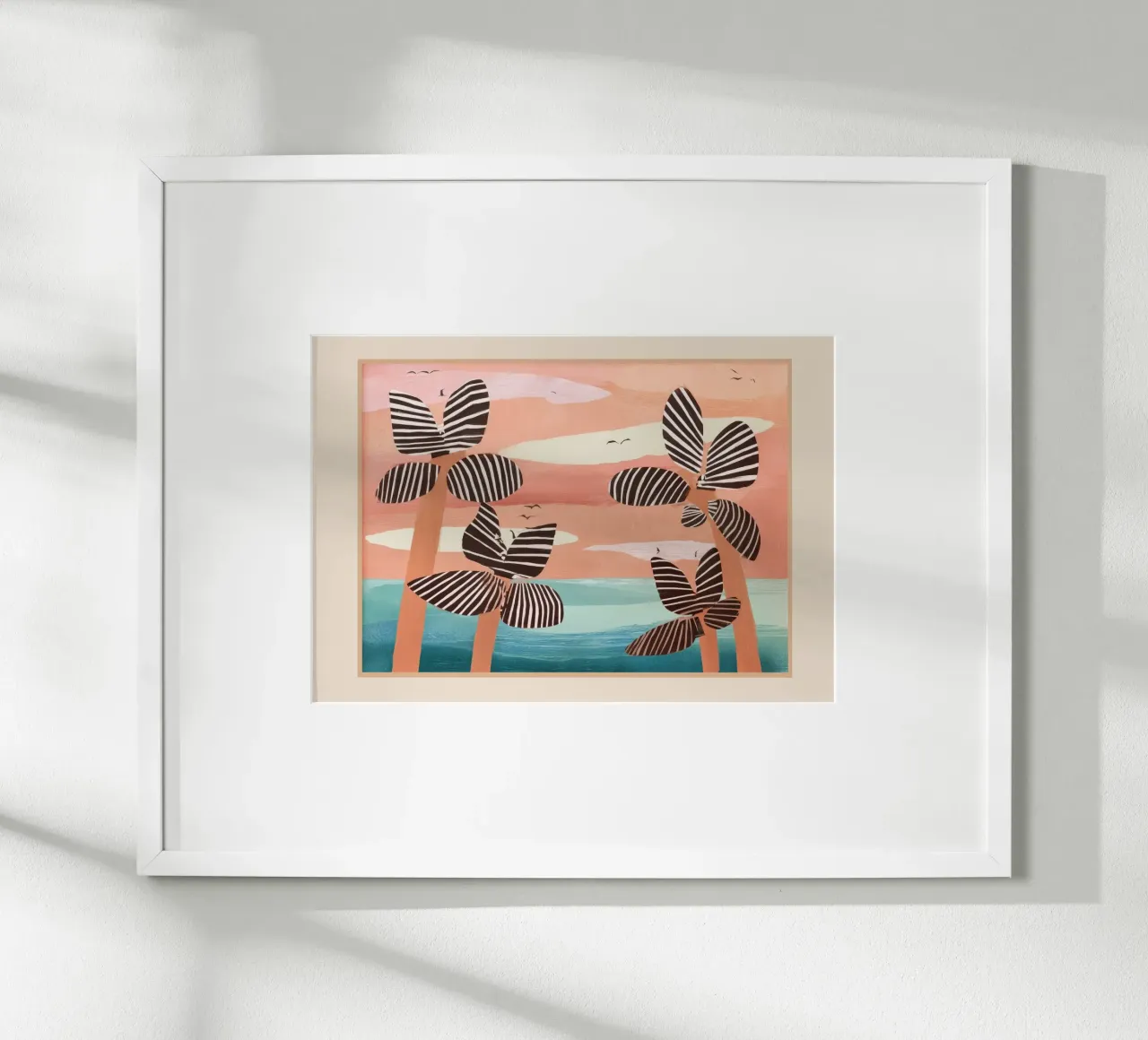 Tropical Sunset Palms III poster con telaio in legno da cityart