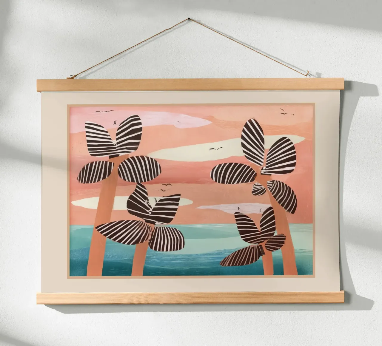 Tropical Sunset Palms III poster con telaio in legno da cityart