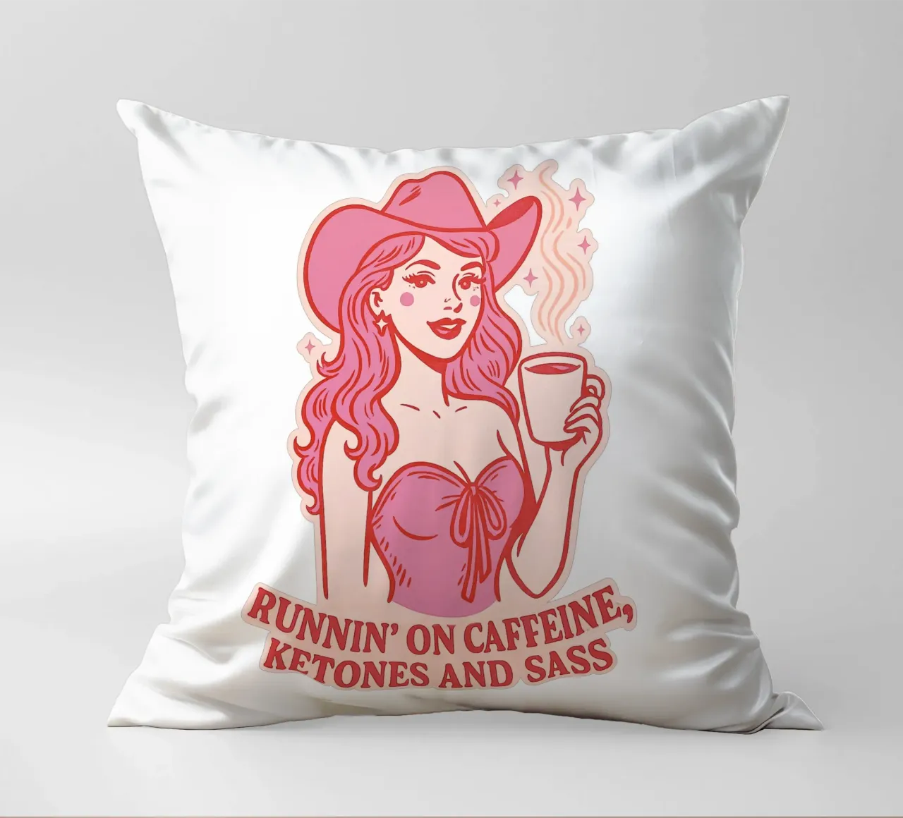Runnin on Caffeine, Ketones and Sass cuscino da Taika Tori Art