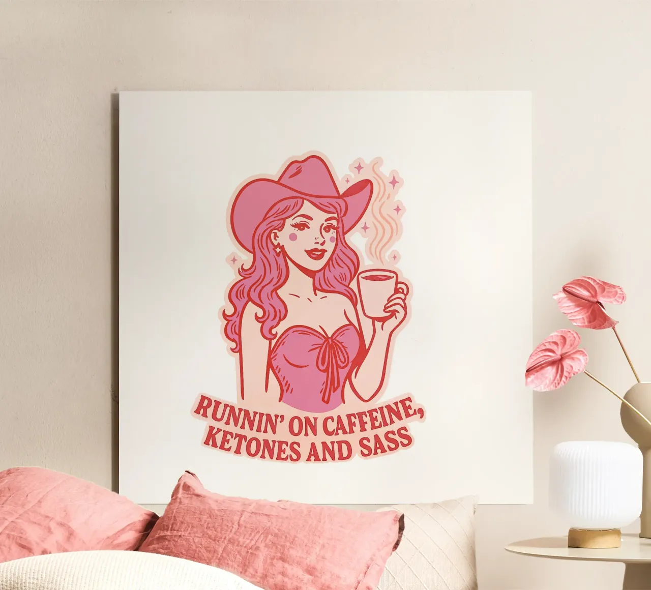 Runnin on Caffeine, Ketones and Sass alluminio dibond da Taika Tori Art