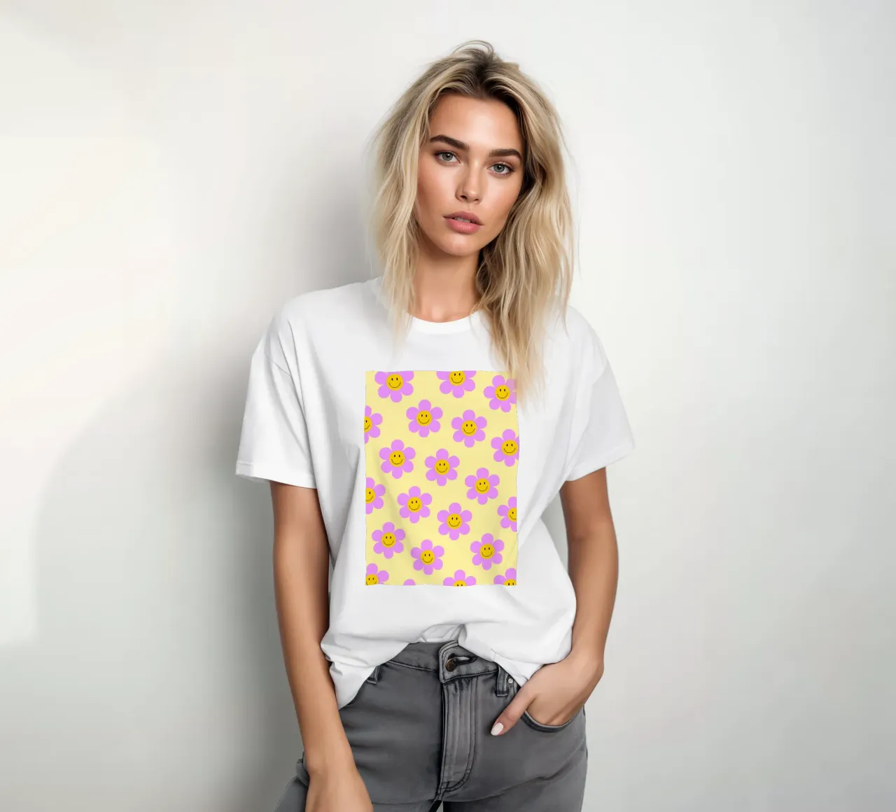 Sunflower Smile Pattern t-shirt by Attaboy Dsgn