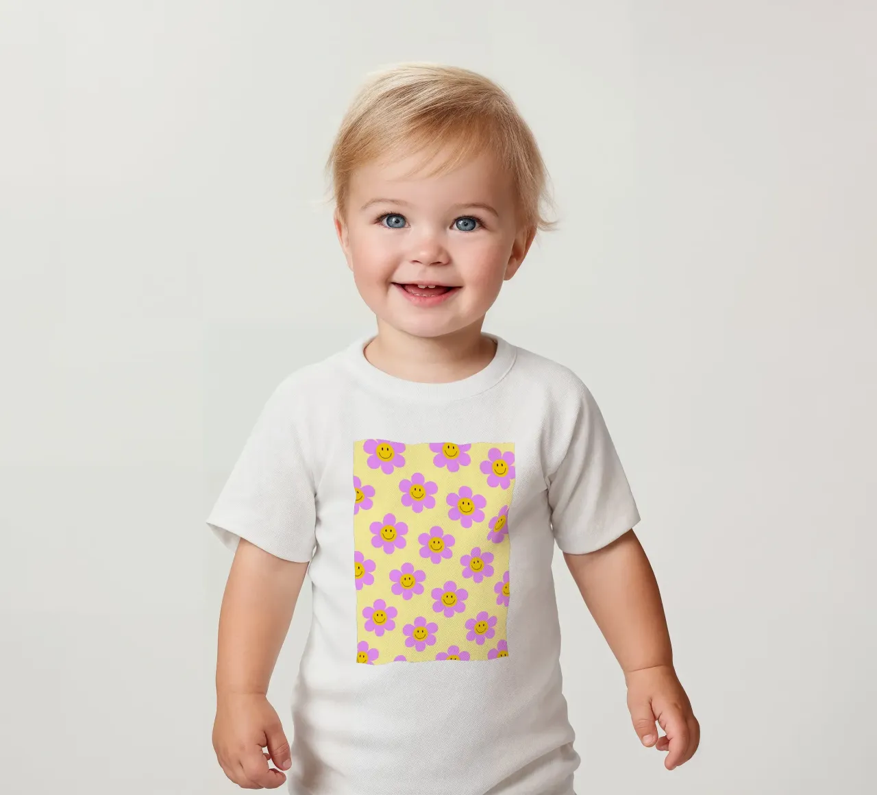 Sunflower Smile Pattern maglietta neonato da Attaboy Dsgn